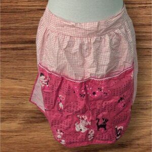 1965 Pink Retro Calendar Apron Gingham Check Design With Pockets Vintage Kitchen